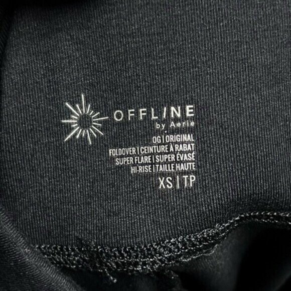 🌻NEW w.tags Offline by Aerie Black Foldover Hi-Rise Flare Leggings Size XS - Picture 6 of 9